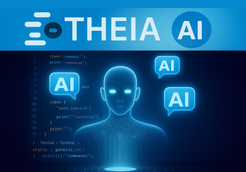 Eclipse Theia ide logo, with AI features illustrated