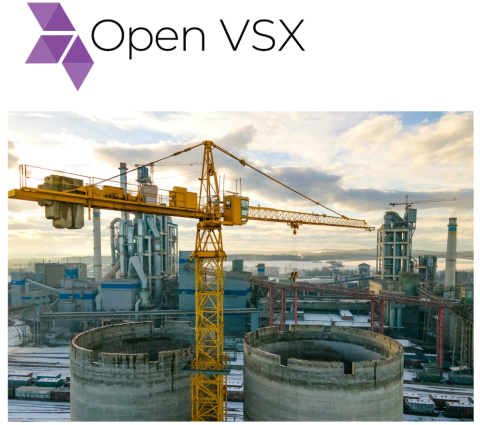Open VSX Logo and illustration of large-scale work on Open VSX