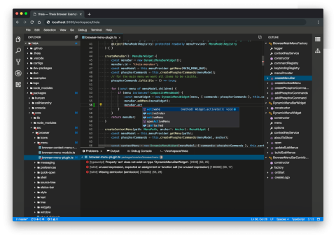Screenshot of Theia UI